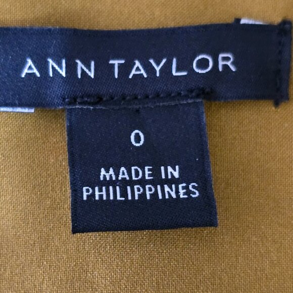 ANN TAYLOR DARK MUSTARD YELLOW SHORT SLEEVE SHEATH DRESS LINED SIZE 0 NWOT - Picture 5 of 6